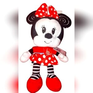 Disney Baby Minnie Mouse Plush Crinkle Doll Toy Red White Black